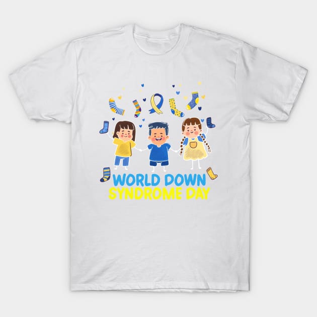 World Down Syndrome Day Awareness Socks Down Right T-Shirt by inksplashcreations